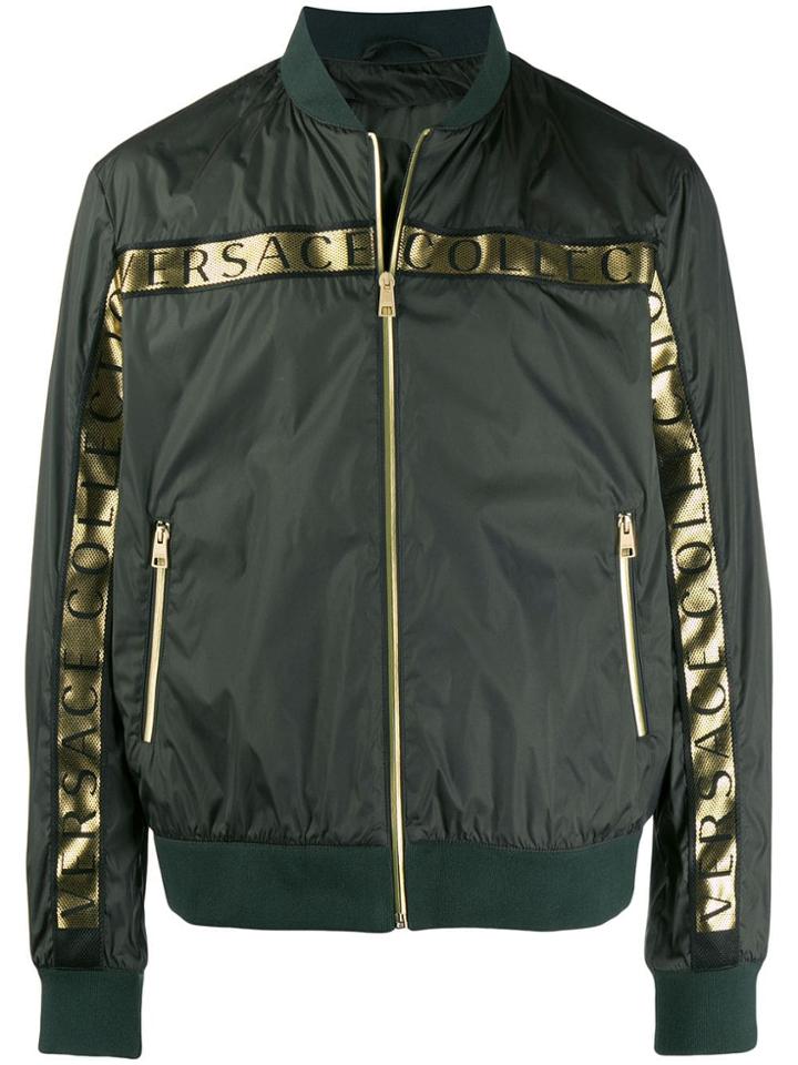 Versace Collection Logo Tape Bomber Jacket - Green
