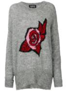 Markus Lupfer - Erin Oversized Rose Sweater - Women - Nylon/alpaca/merino/plastic - Xs, Grey, Nylon/alpaca/merino/plastic