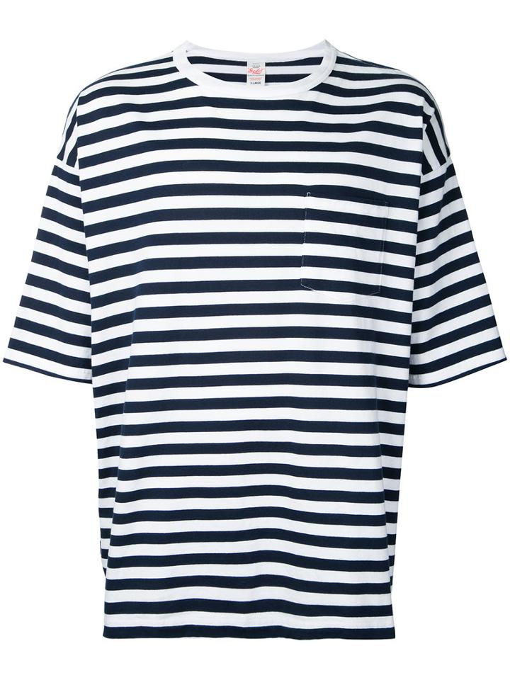 Gold / Toyo Enterprise - Border Wide T-shirt - Men - Cotton - L, Blue, Cotton