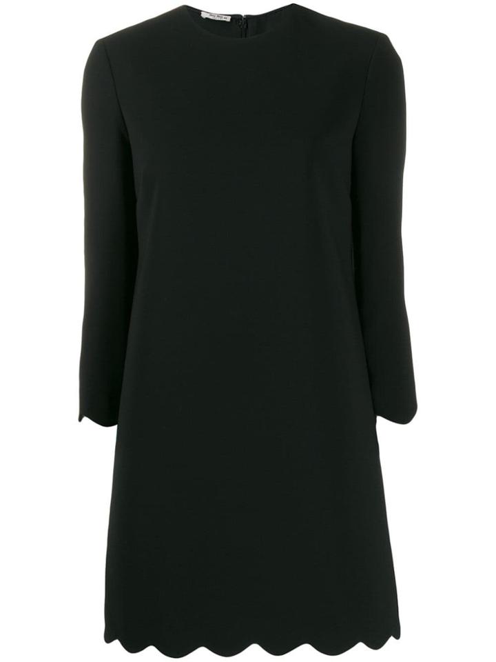 Miu Miu Scalloped Hem Dress - Black