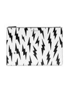 Givenchy White Lightning Bolt Large Leather Pouch