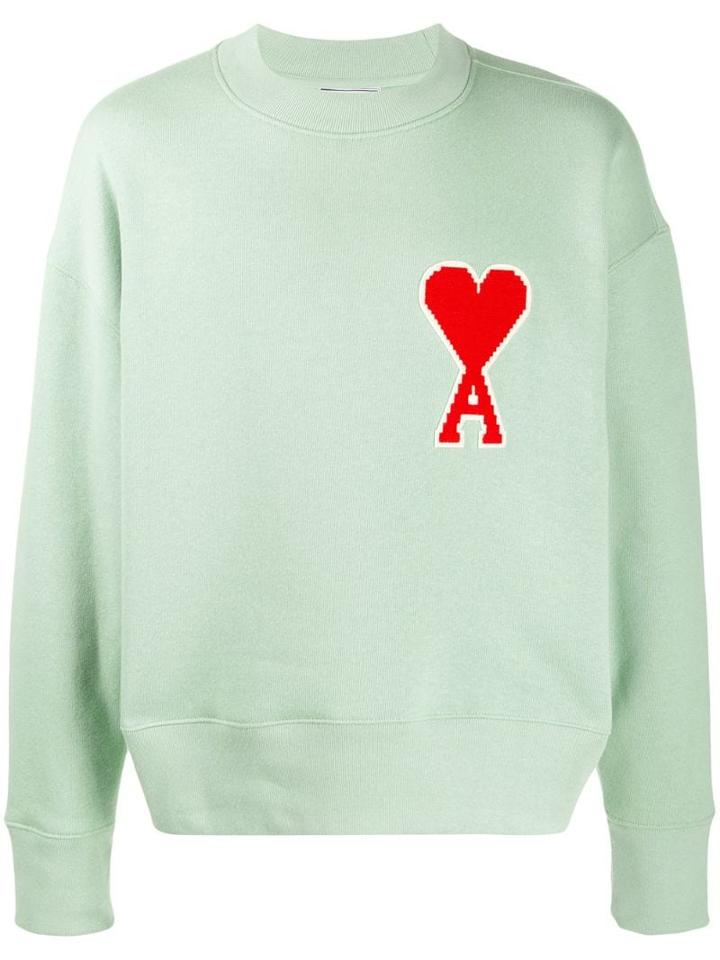 Ami Paris Big Ami Caur Patch Crewneck Sweat - Green