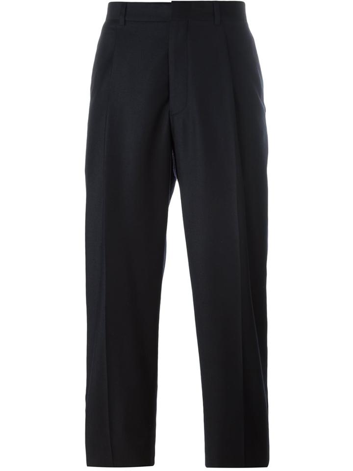 E. Tautz Pleated Trousers With Belt Loop, Men's, Size: 32, Blue, Silk/viscose/wool