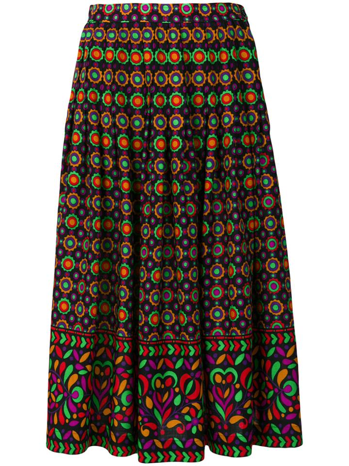 Yves Saint Laurent Vintage Floral Gathered Skirt - Black