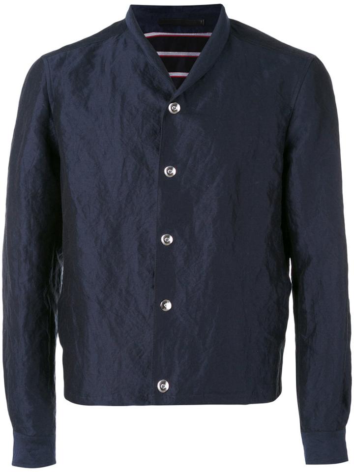 Giorgio Armani - Cropped Lightweight Jacket - Men - Silk/cotton/cupro/metallic Fibre - 50, Blue, Silk/cotton/cupro/metallic Fibre