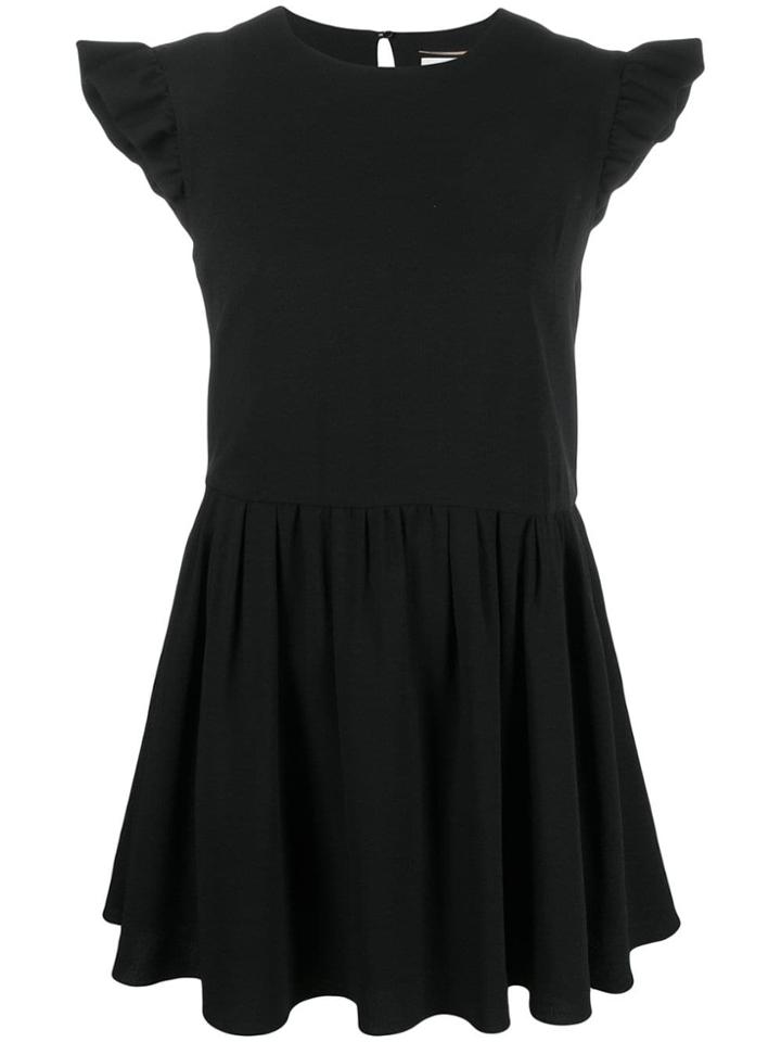 Saint Laurent Ruffled Sleeves Short Dress - Black