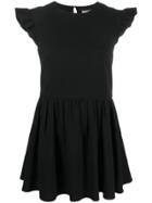 Saint Laurent Ruffled Sleeves Short Dress - Black