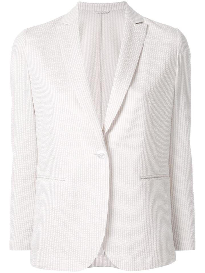 Tomorrowland Pinstripe Crinkled Blazer - White