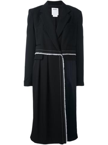 Dkny Long Panelled Coat, Women's, Size: 8, Black, Polyester/viscose/wool
