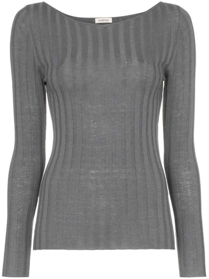 Toteme Toury Ribbed Long Sleeve T-shirt - Grey