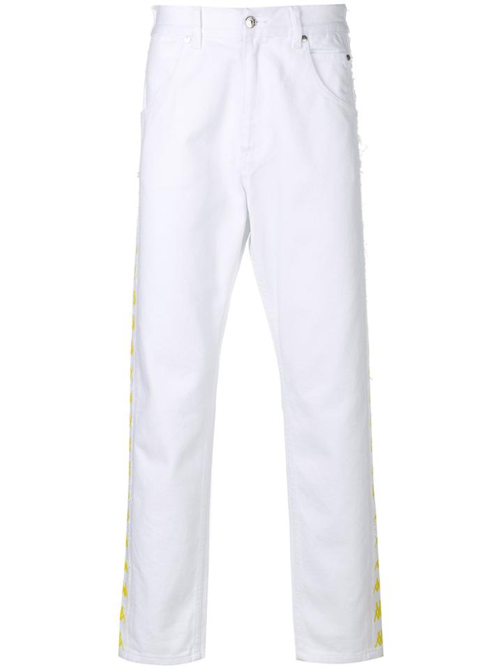 Paura Logo Stripe Jeans - White