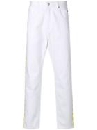 Paura Logo Stripe Jeans - White