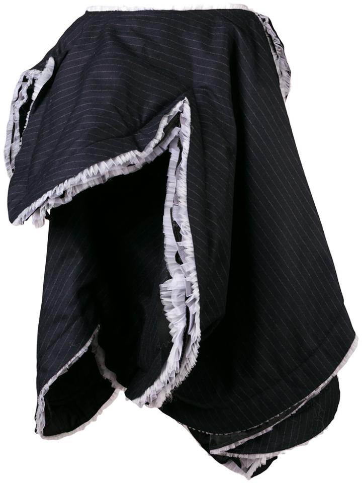 Comme Des Garçons Asymmetric Pinstripe Skirt - Blue