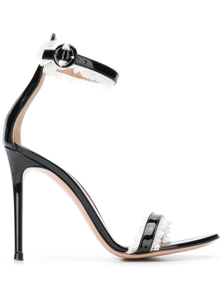 Gianvito Rossi Lace Trim Sandals - Black