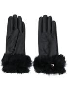 Liu Jo Faux Fur Trimmed Gloves - Black