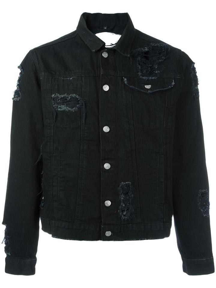 Misbhv Distressed Denim Jacket, Men's, Size: Large, Black, Cotton