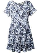 Michael Michael Kors Floral Print Shortsleeved Dress, Women's, Size: 4, White, Silk/cotton