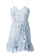 Self-portrait - Gathered Asymmetric Dress - Women - Polyester/spandex/elastane - 10, Blue, Polyester/spandex/elastane