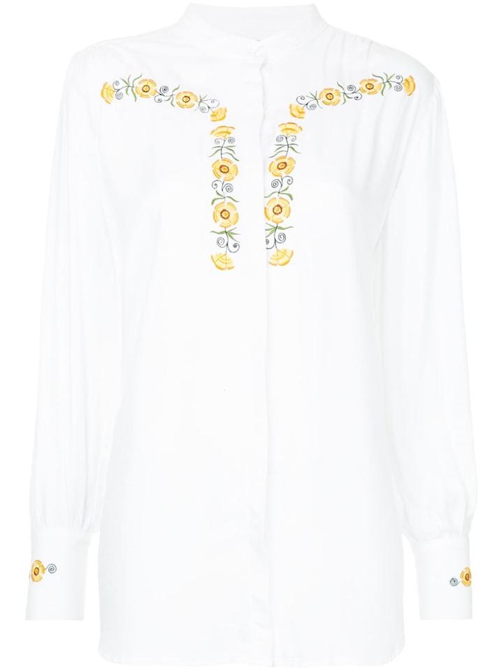 Bruta Flower Embroidered Blouse - White