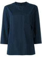 Maison Margiela Cropped Sleeve Blouse, Women's, Size: 42, Blue, Cotton