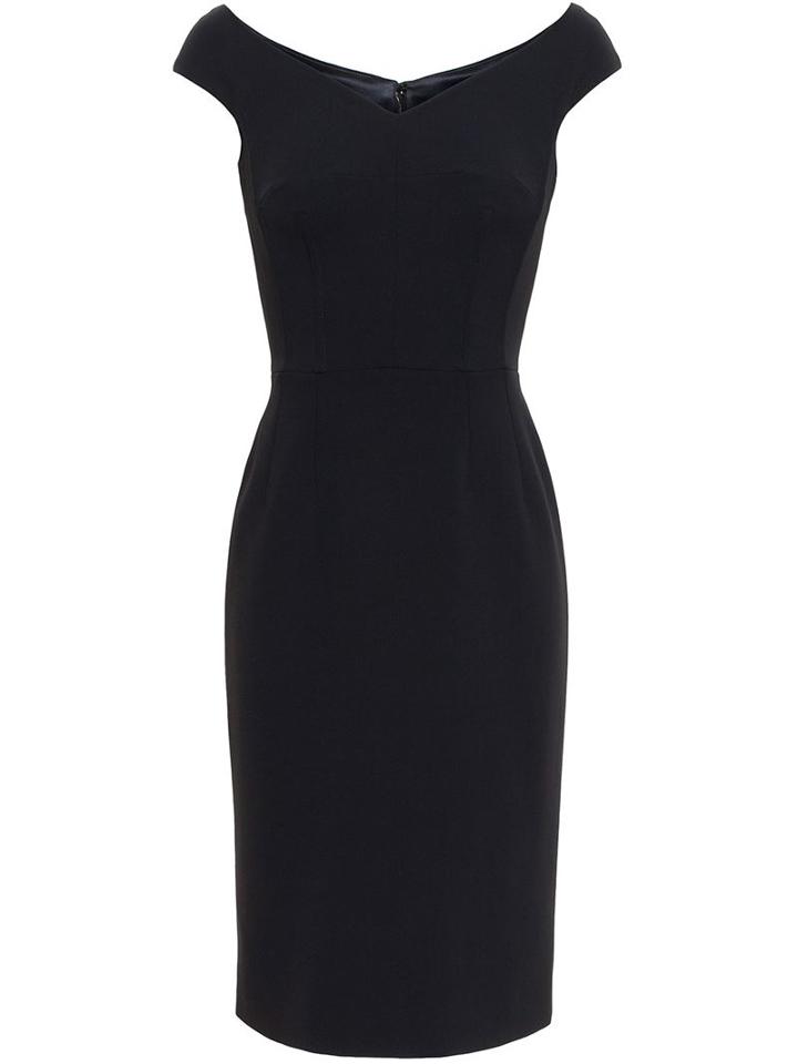 Dolce & Gabbana Scooped V-neck Dress, Women's, Size: 40, Black, Spandex/elastane/wool