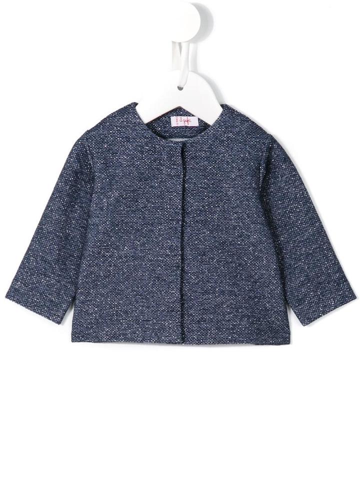 Il Gufo - Collarless Jacket - Kids - Cotton/polyester/spandex/elastane/polyimide - 12 Mth, Blue
