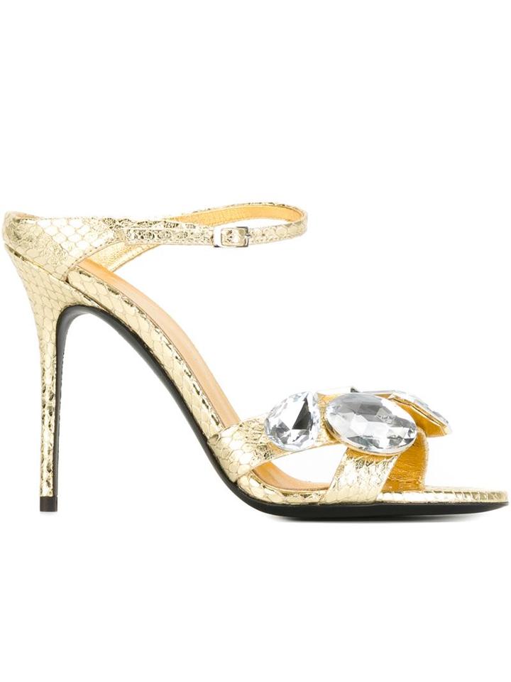 Giuseppe Zanotti Design Embellished Sandals, Women's, Size: 39, Grey, Calf Leather/leather
