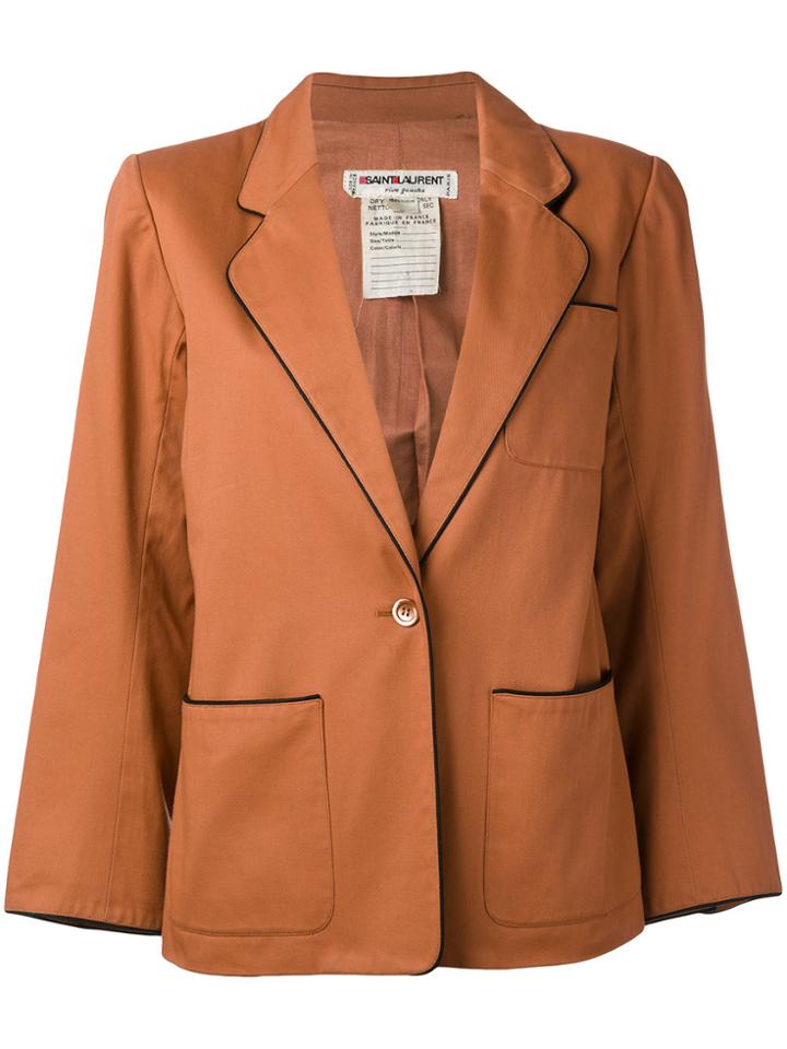 Yves Saint Laurent Vintage Contrast Trim Blazer Jacket - Brown
