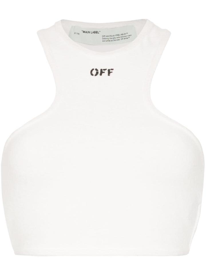 Off-white Racer-back Crop Top