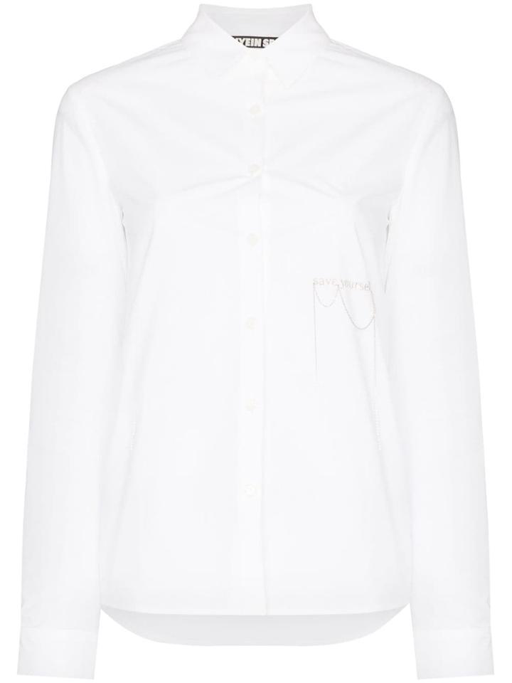 Hyein Seo Embroidered Chain Embellished Shirt - White