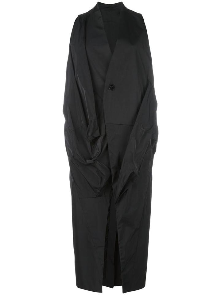 Rick Owens Draped Sleeveless Coat, Women's, Size: 42, Black, Polyester/cotton/cupro