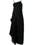 Isabel Benenato Ruffled Asymmetric Dress, Women's, Size: 42, Black, Ramie/acetate/cupro