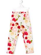 Monnalisa Jakioo Floral Print Leggings, Girl's, Size: 12 Yrs, White