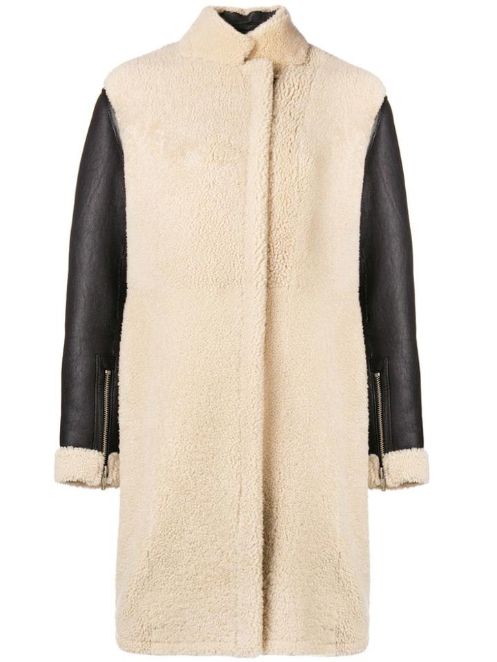 3.1 Phillip Lim Contrast-sleeve Shearling Coat - White