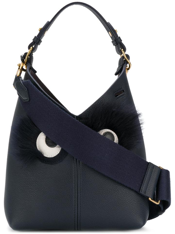 Anya Hindmarch Build A Bag Furry Eyes Tote - Blue