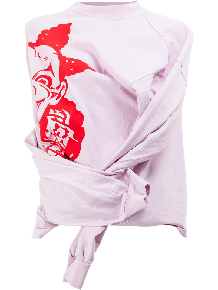 Aganovich Knotted Sleeve Sweatshirt - Pink & Purple