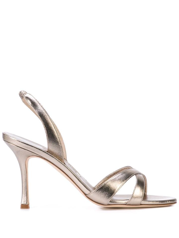 Manolo Blahnik Callasi 90mm Sandals - Gold