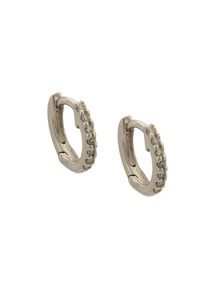 Dana Rebecca 14kt White Gold Diamond Huggies - Silver