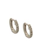 Dana Rebecca 14kt White Gold Diamond Huggies - Silver