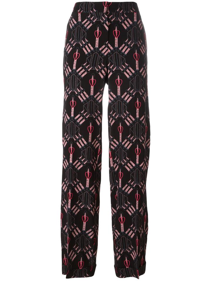 Valentino Love Dagger Palazzo Pants, Women's, Size: Small, Black, Silk