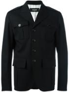 Dsquared2 Peaked Lapel Shirt Jacket, Men's, Size: 50, Black, Polyester/spandex/elastane/acetate/virgin Wool