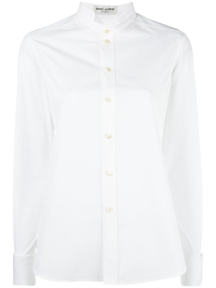 Saint Laurent Wing Tip Collar Shirt, Women's, Size: 40, White, Cotton