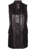 Salvatore Ferragamo Oversized Pocket Sleeveless Shirt - Brown