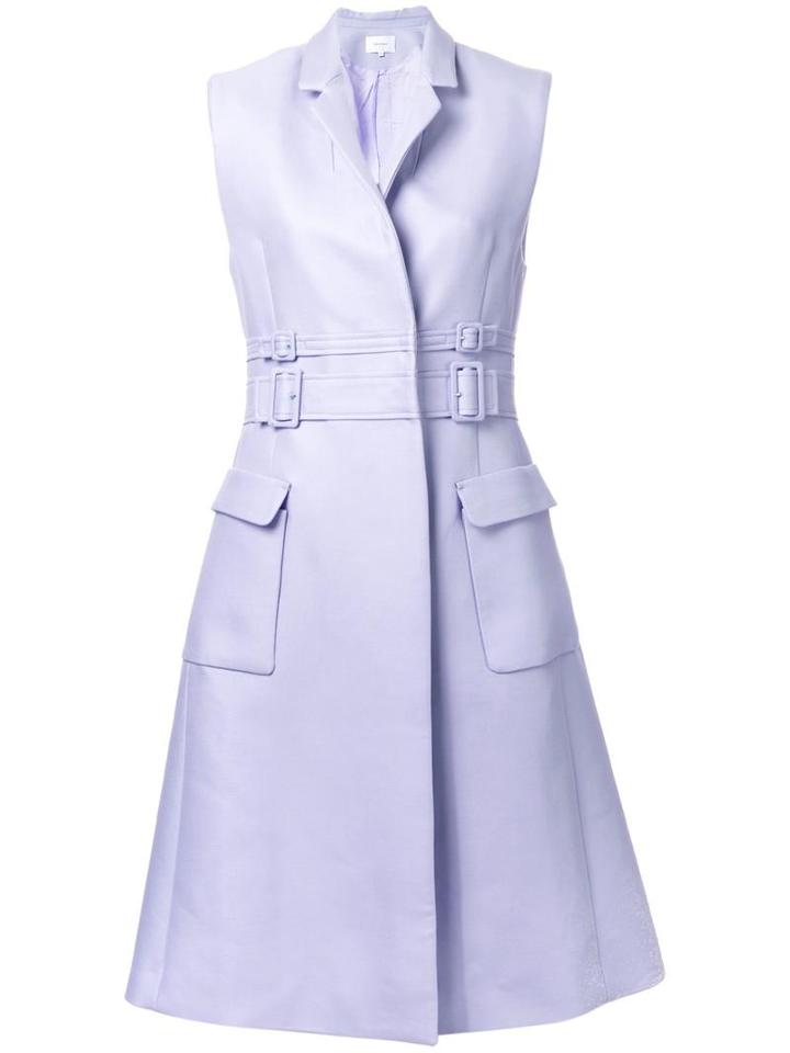 Carven Sleeveless Double-belted Coat, Women's, Size: 42, Pink/purple, Cotton/virgin Wool