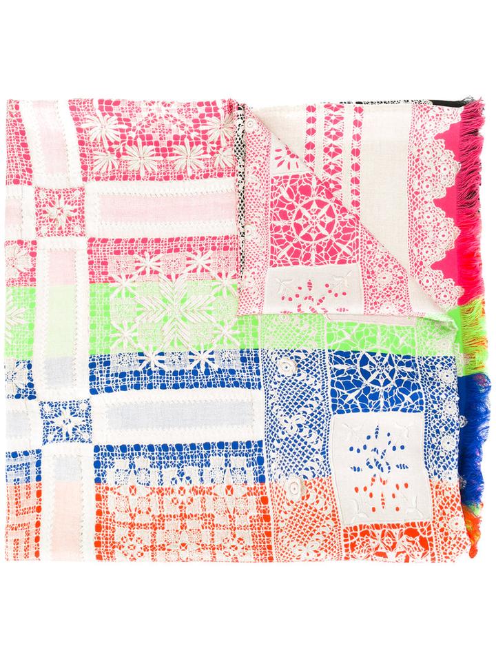 Pierre-louis Mascia Lace Detail Scarf, Women's, Yellow/orange, Silk