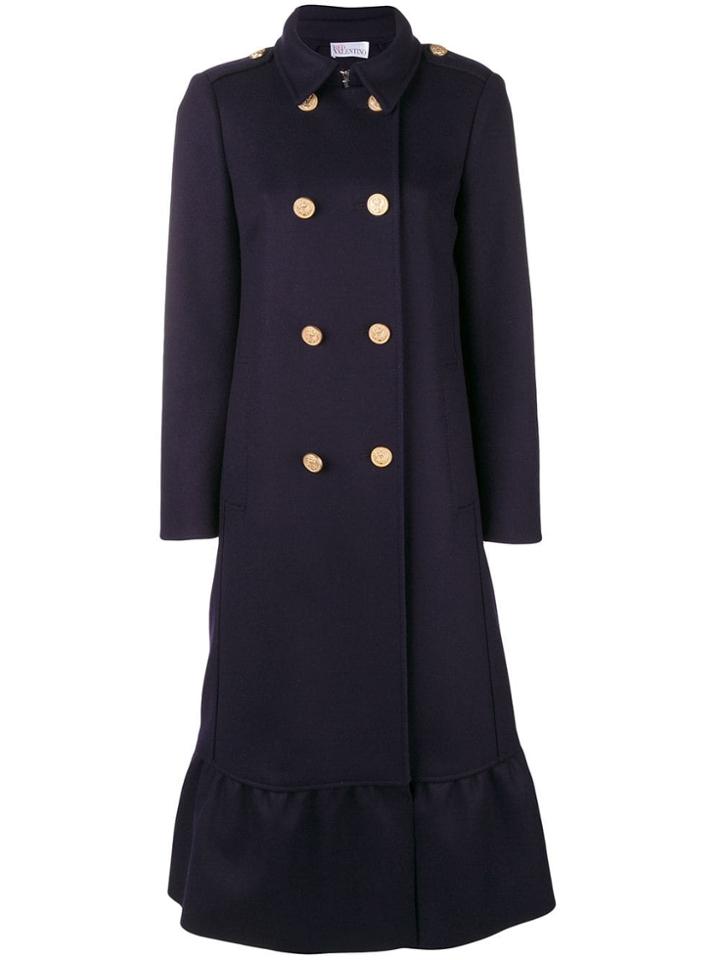 Red Valentino Double Breasted Flared Coat - Blue