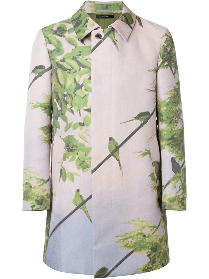 Issey Miyake Men Bird Print Single Breasted Coat
