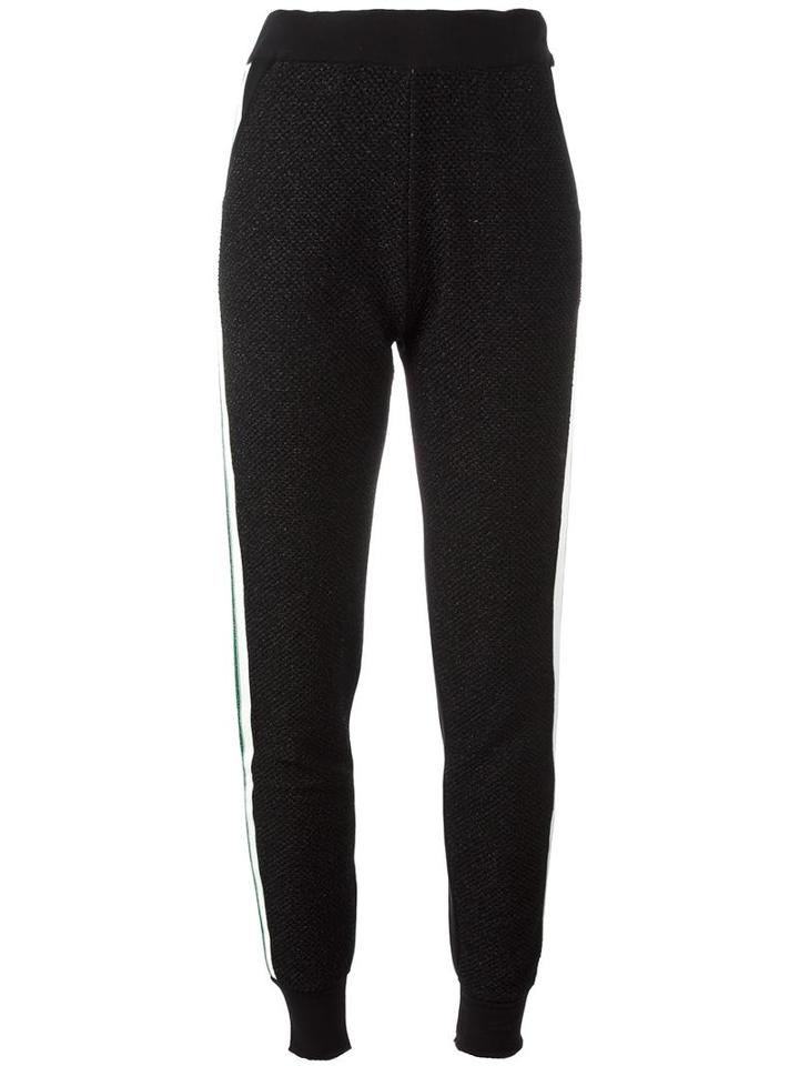 Aviù Side Stripe Casual Pants, Women's, Size: 40, Black, Cotton/viscose/metallized Polyester/wool
