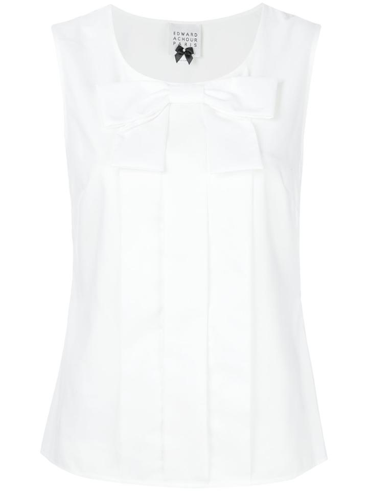 Edward Achour Paris Bow Sleeveless Top - White