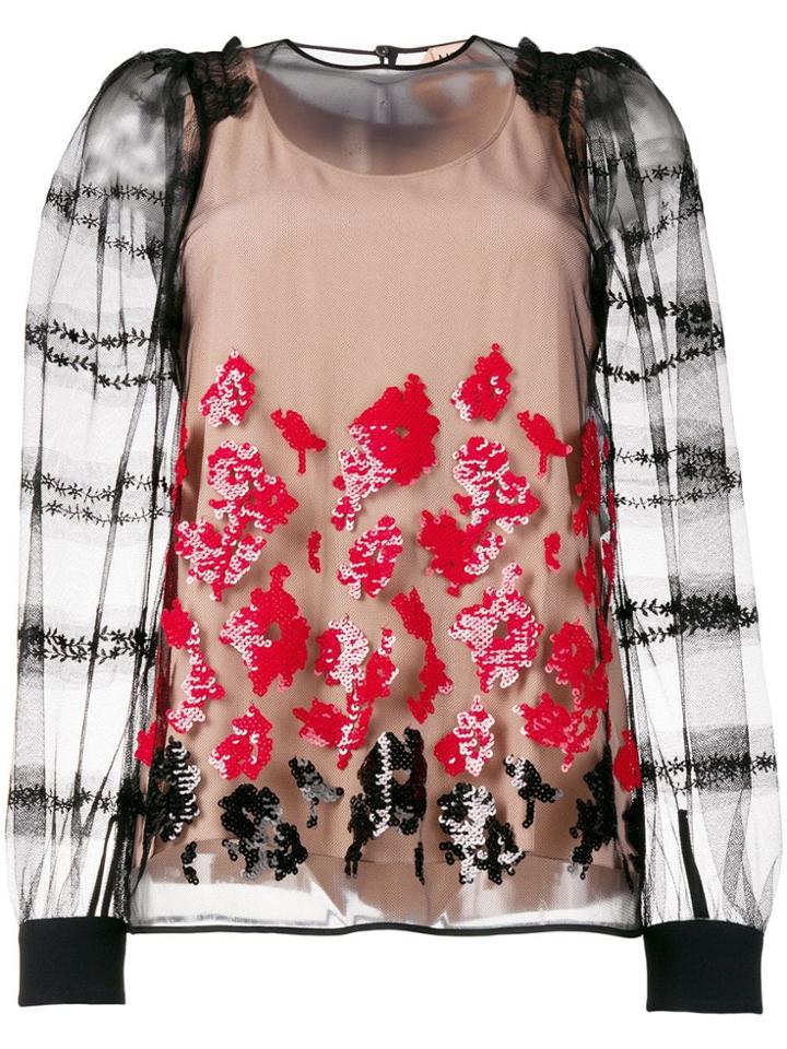 No21 Floral Sequin Blouse - Black